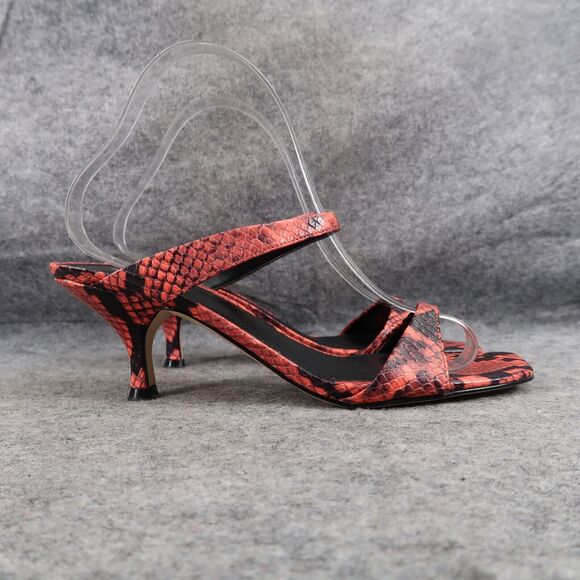 Marc Fisher Shoes Womens 7.5 Mule Sandal Kitten Heel Snake Double Strap Leather - Picture 2 of 14